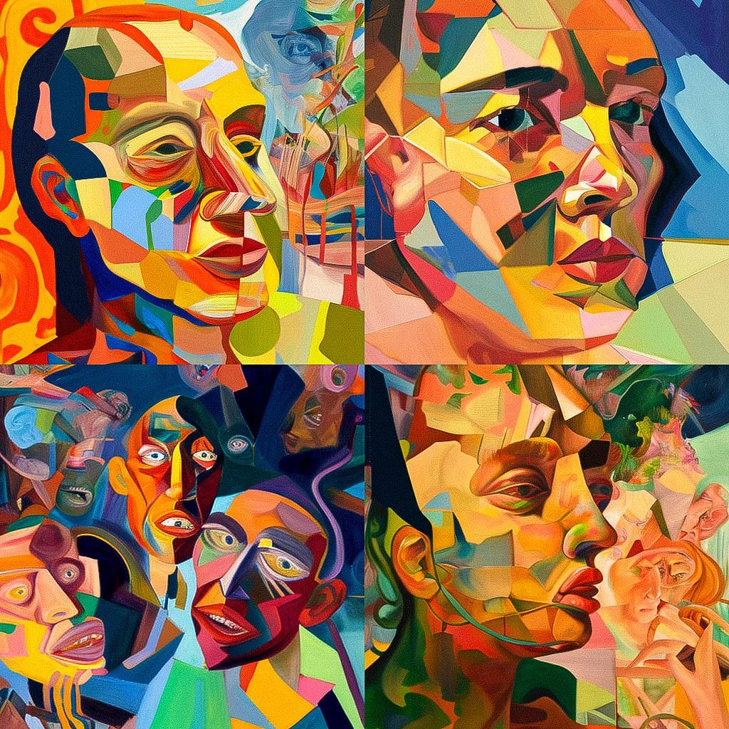 Dana Schutz style, Midjourney V4, render 1 of 4