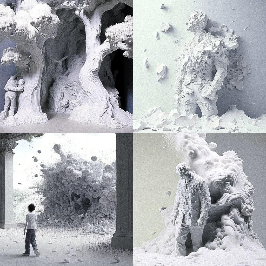 Daniel Arsham style, Midjourney V4, render 1 of 4