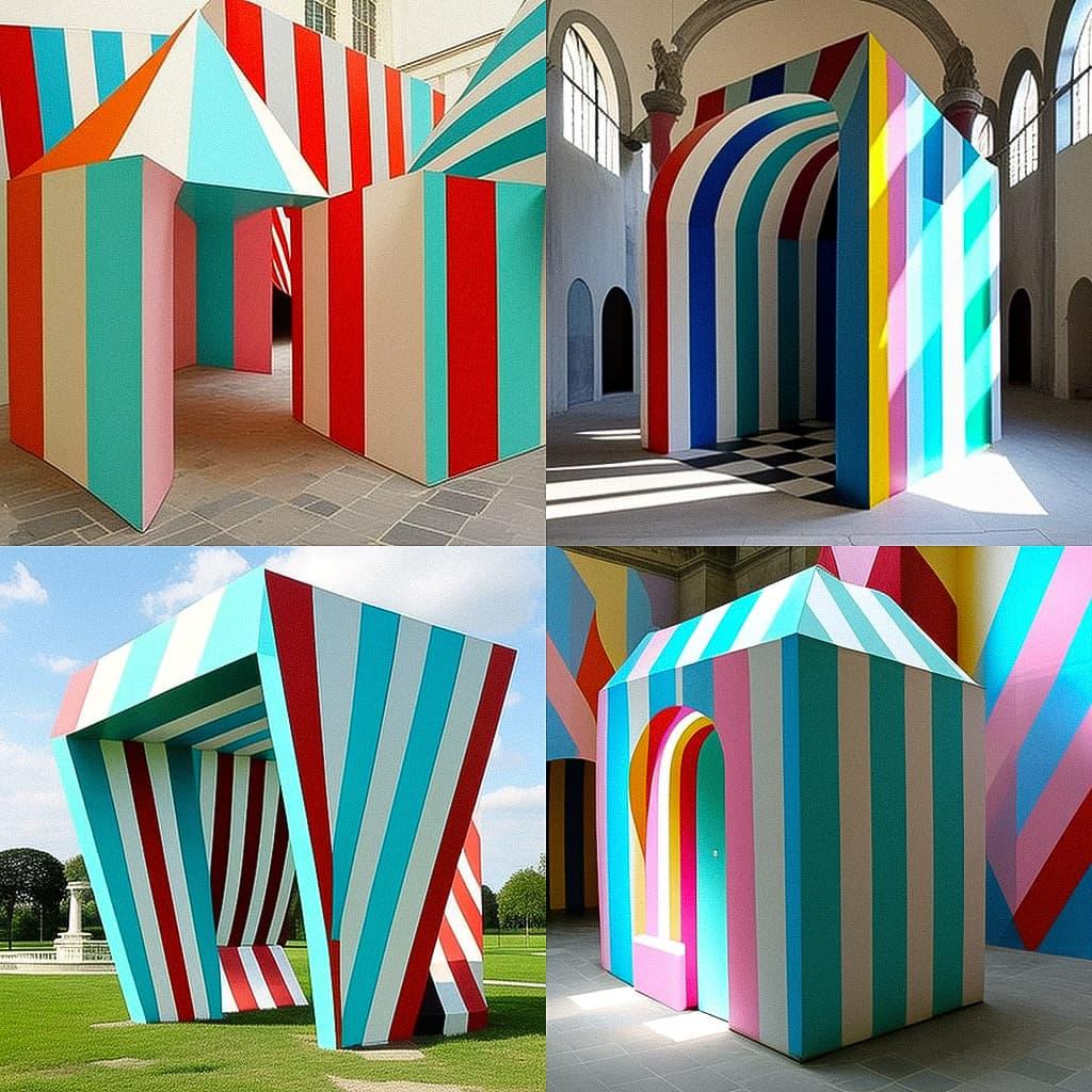 Daniel Buren style, Midjourney V4, render 1 of 4