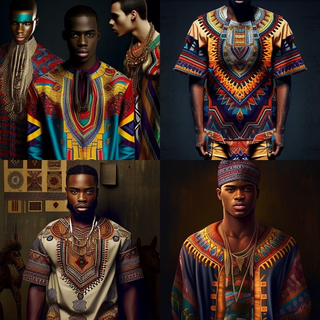Dashiki fashion style, Midjourney V4, render 1 of 4
