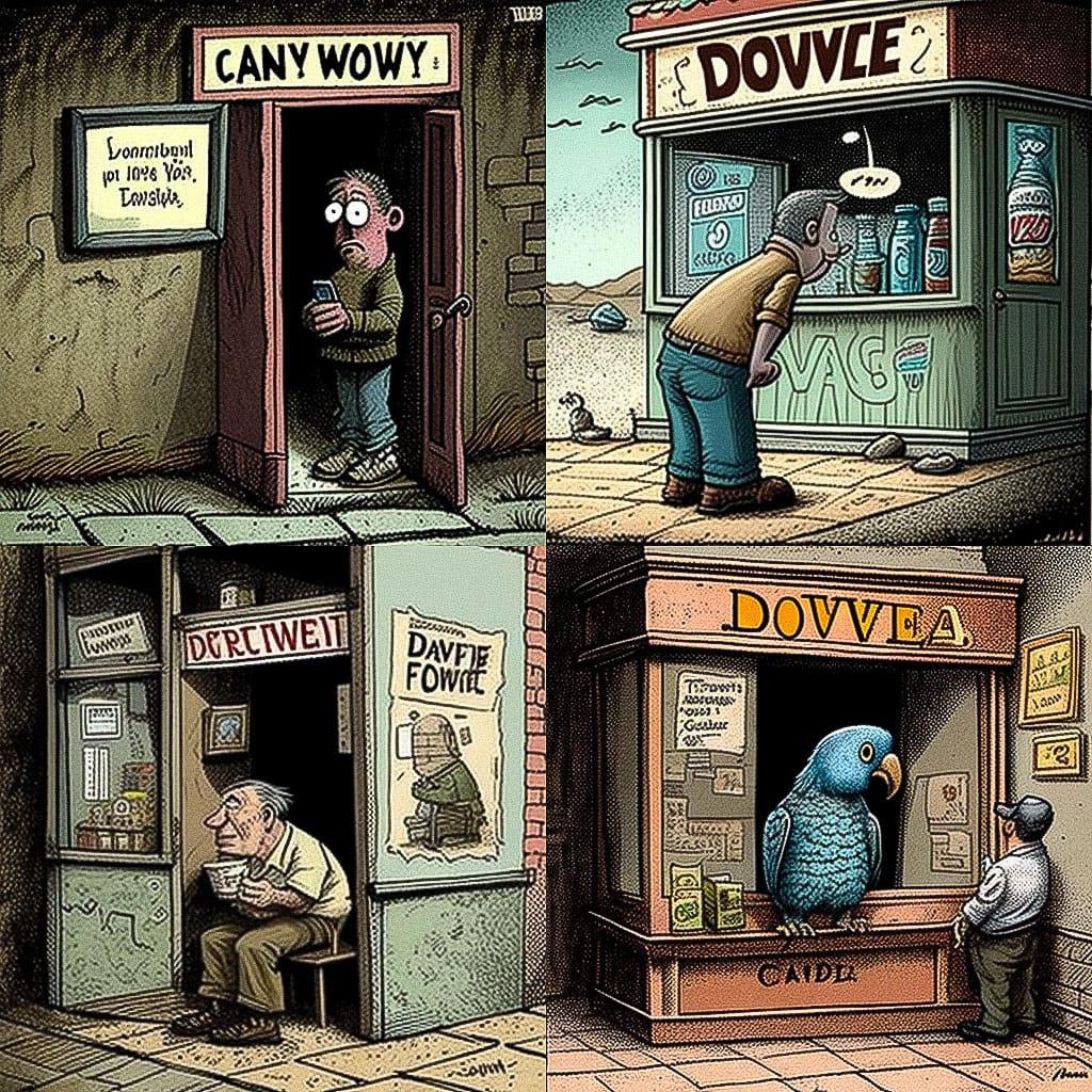 Dave Coverly style, Midjourney V4, render 1 of 4