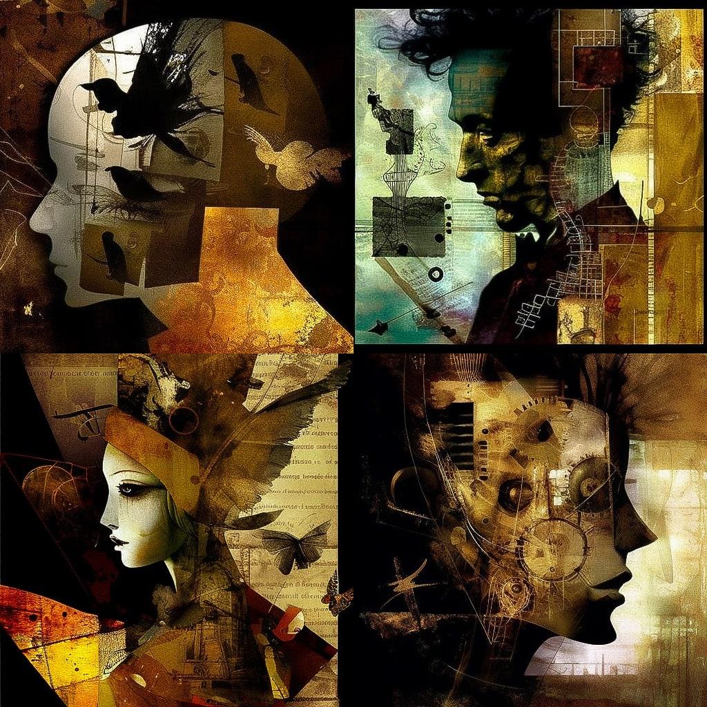 Dave McKean style, Midjourney V4, render 1 of 4