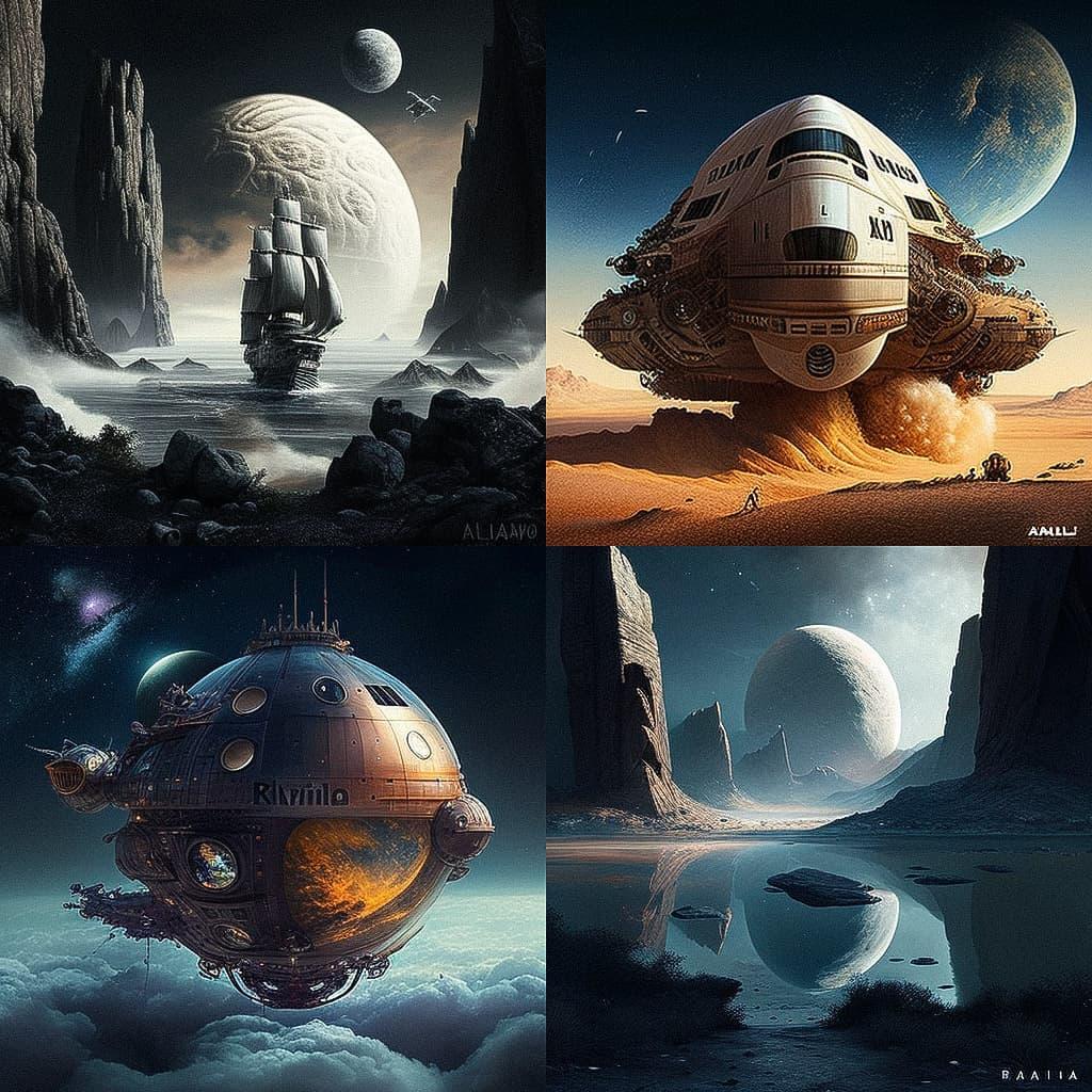 David A. Hardy style, Midjourney V4, render 1 of 4