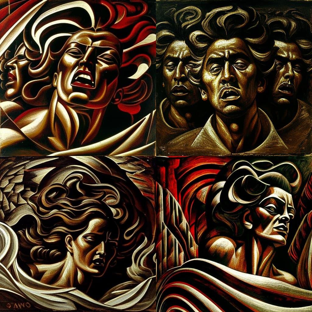David Alfaro Siqueiros style, Midjourney V4, render 1 of 4
