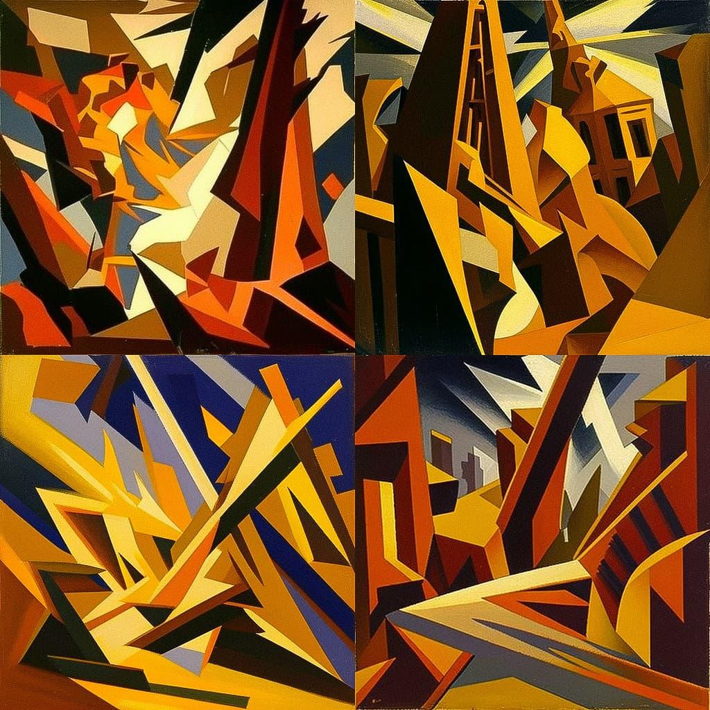 David Bomberg style, Midjourney V4, render 1 of 4