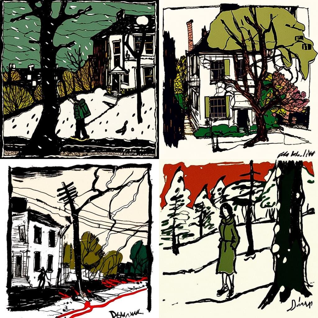 David Brown Milne style, Midjourney V4, render 1 of 4