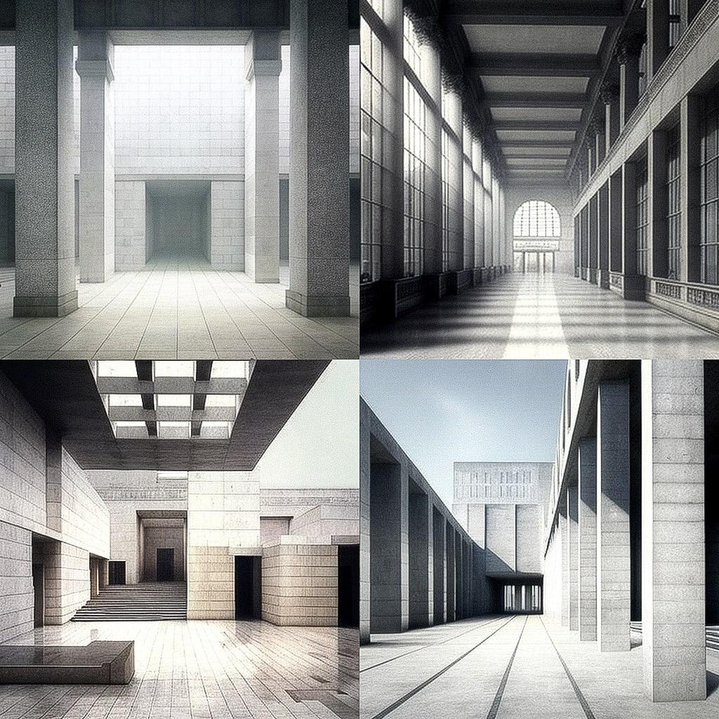David Chipperfield style, Midjourney V4, render 1 of 4