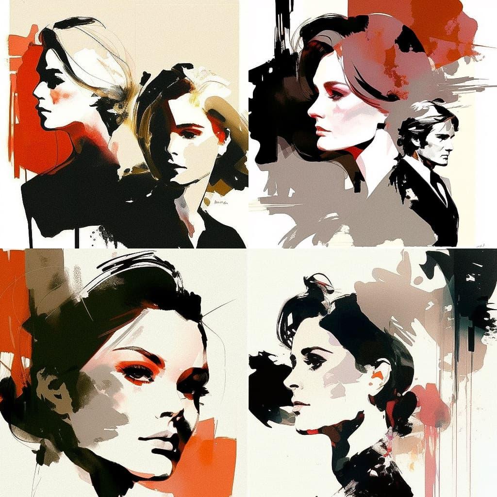 David Downton style, Midjourney V4, render 1 of 4