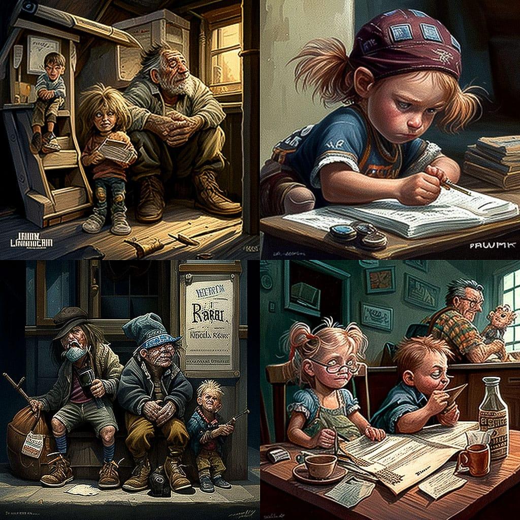 David Horsey style, Midjourney V4, render 1 of 4