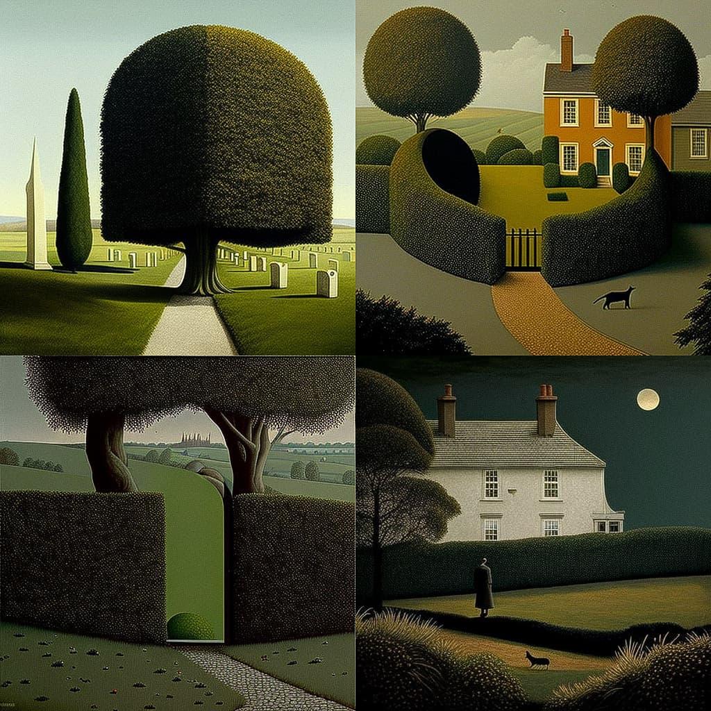 David Inshaw style, Midjourney V4, render 1 of 4