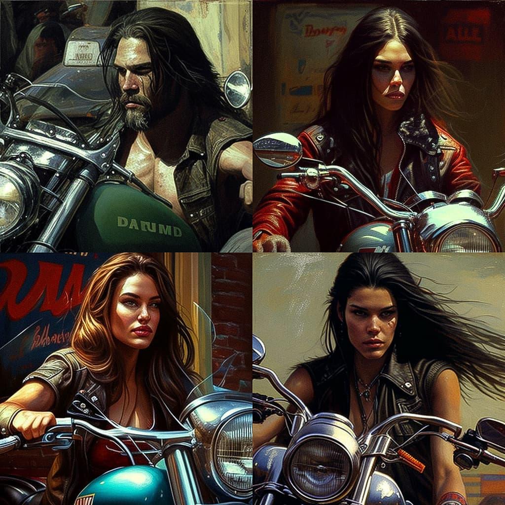 David Mann style, Midjourney V4, render 1 of 4