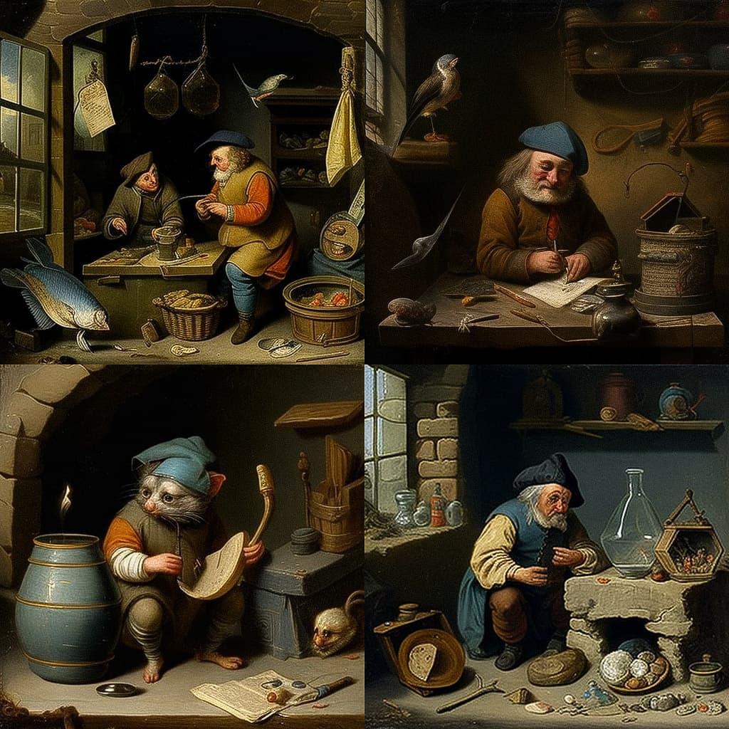 David Teniers the Younger style, Midjourney V4, render 1 of 4