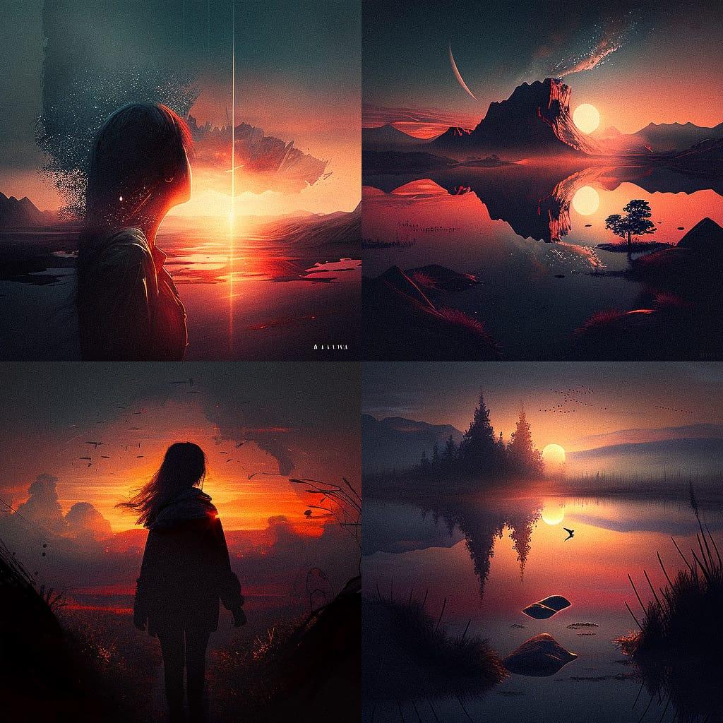 Dawn style, Midjourney V4, render 1 of 4