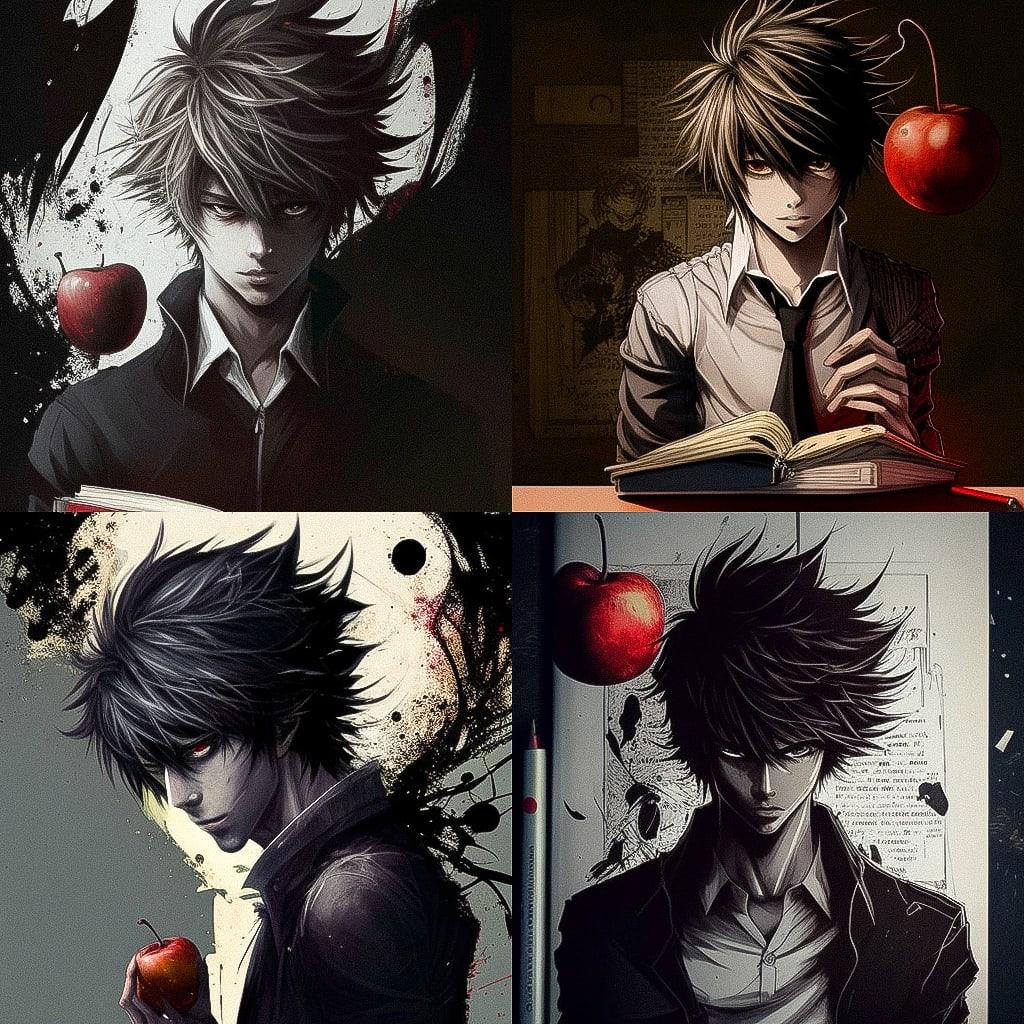 Death Note style, Midjourney V4, render 1 of 4