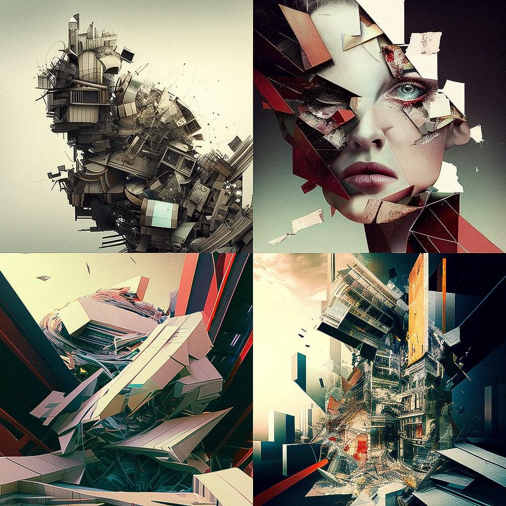 Deconstructivism style, Midjourney V4, render 1 of 4