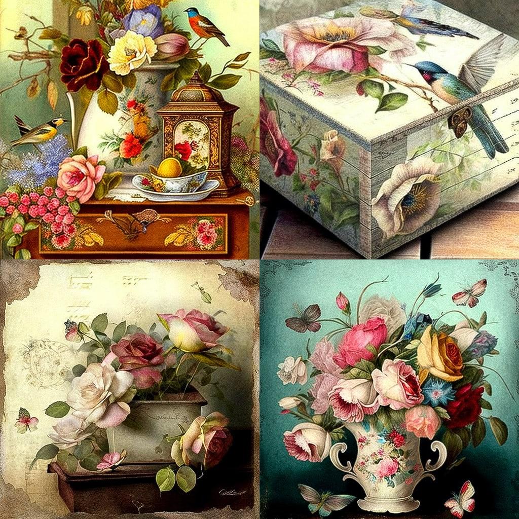 Decoupage style, Midjourney V4, render 1 of 4
