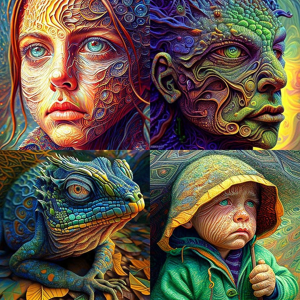 DeepDream style, Midjourney V4, render 1 of 4