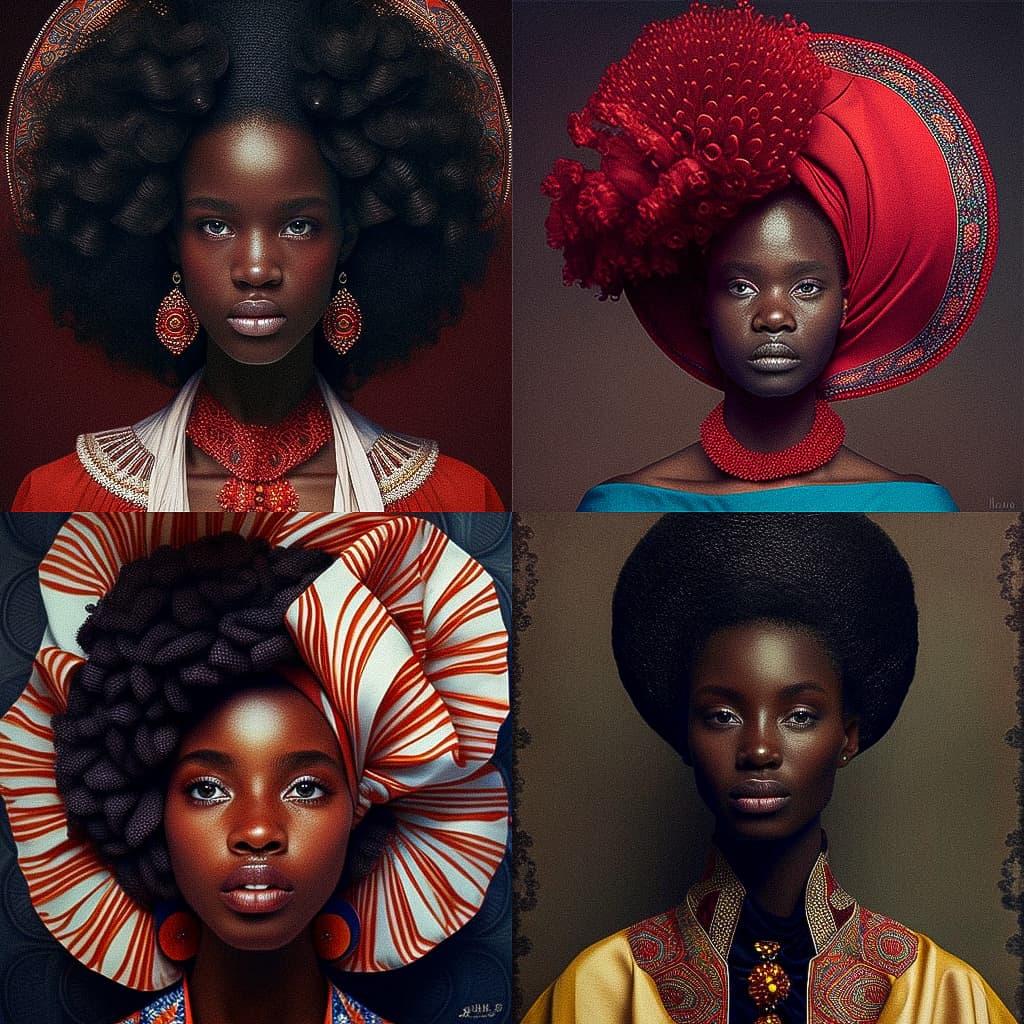 Delphine Diallo style, Midjourney V4, render 1 of 4