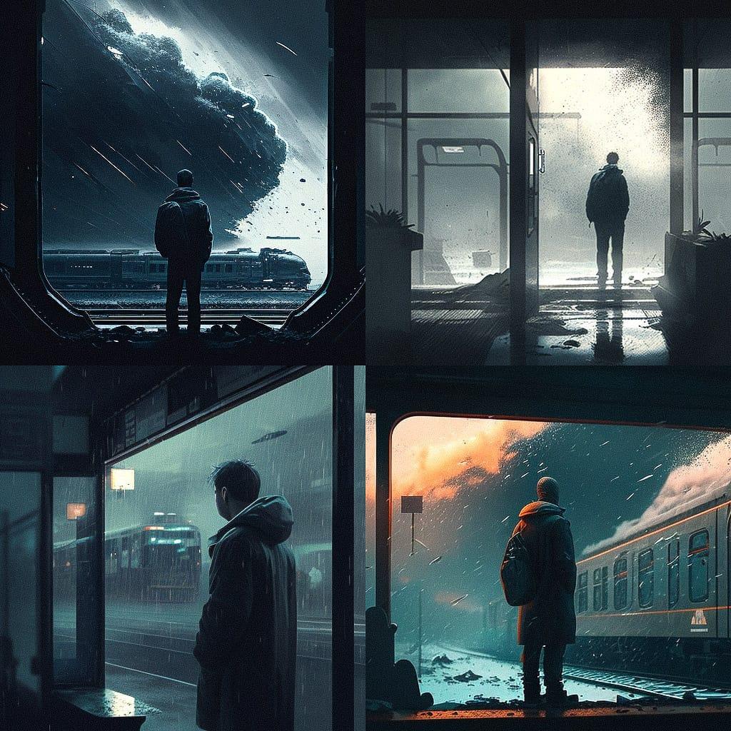Depressed atmosphere style, Midjourney V4, render 1 of 4