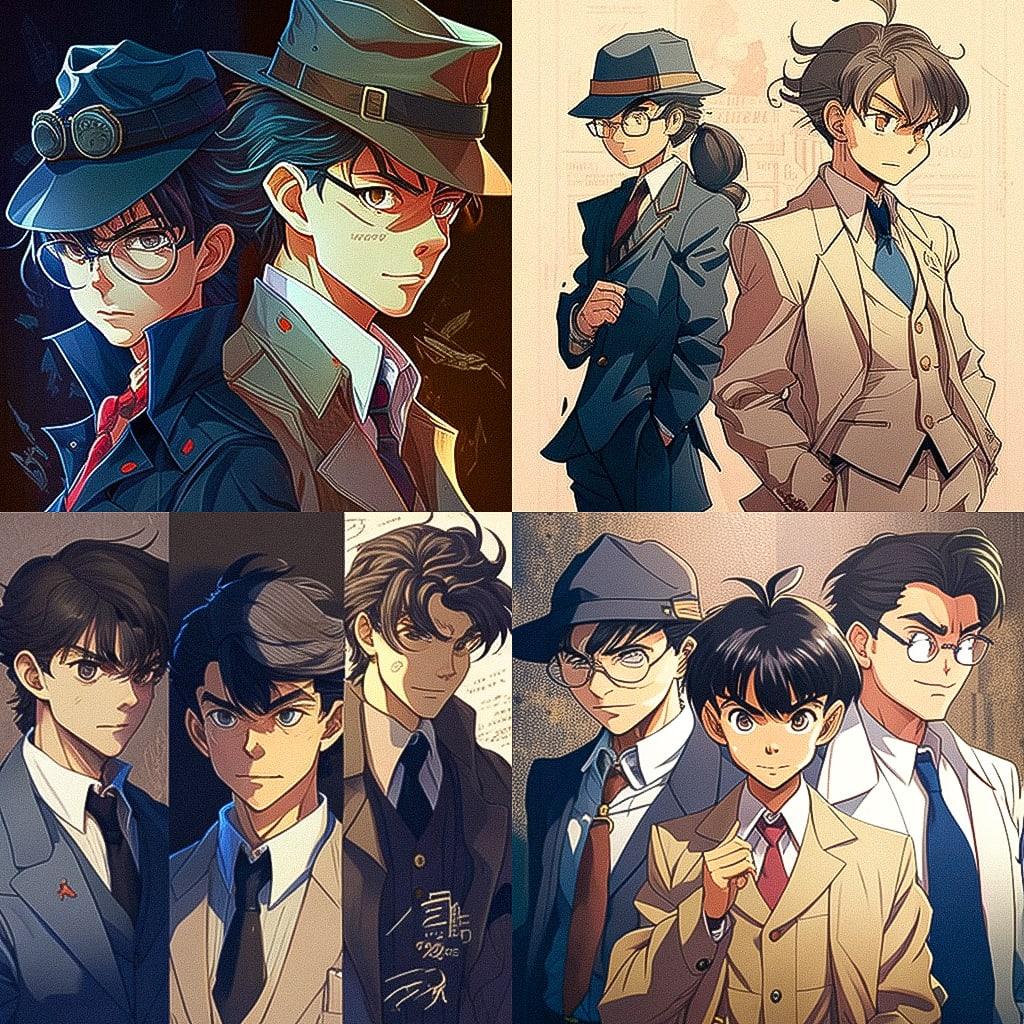 Detective Conan style, Midjourney V4, render 1 of 4