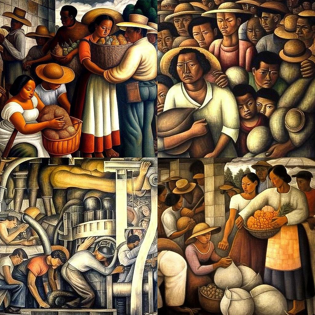 Diego Rivera style, Midjourney V4, render 1 of 4