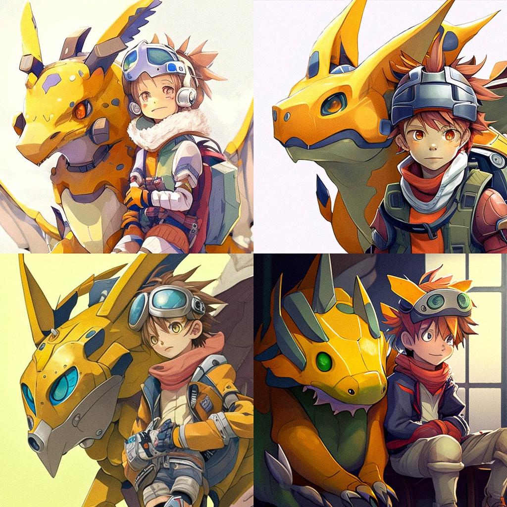 Digimon style, Midjourney V4, render 1 of 4