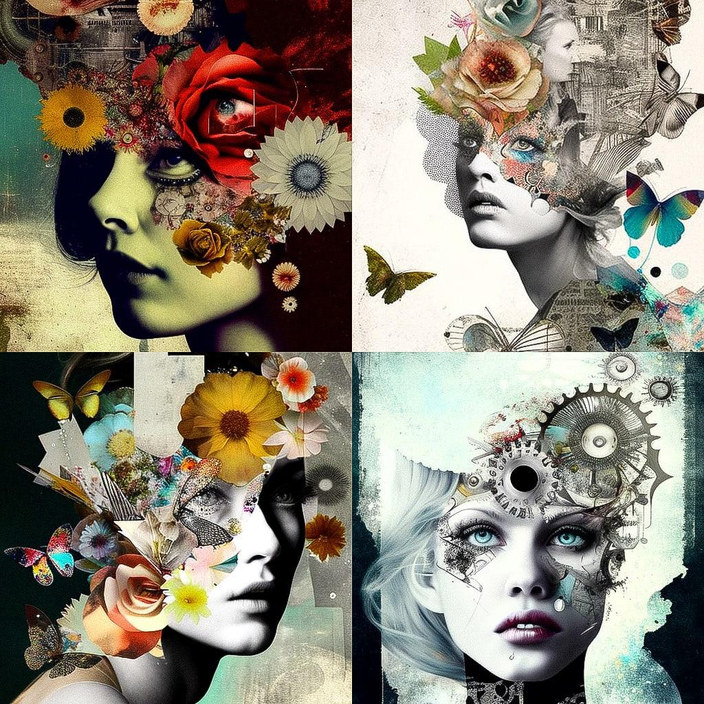 Digital collage style, Midjourney V4, render 1 of 4
