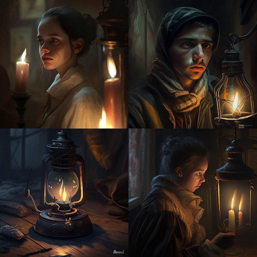 Dim lighting style, Midjourney V4, render 1 of 4