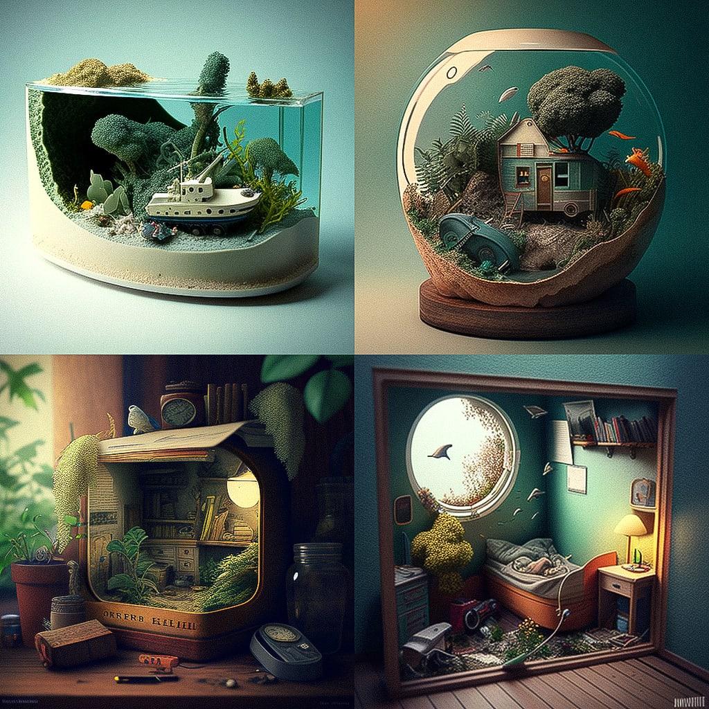 Diorama style, Midjourney V4, render 1 of 4