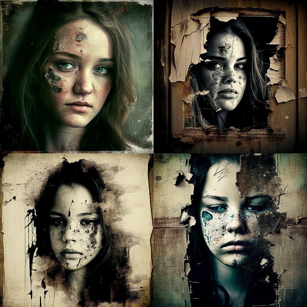 Distressed Photo style, Midjourney V4, render 1 of 4