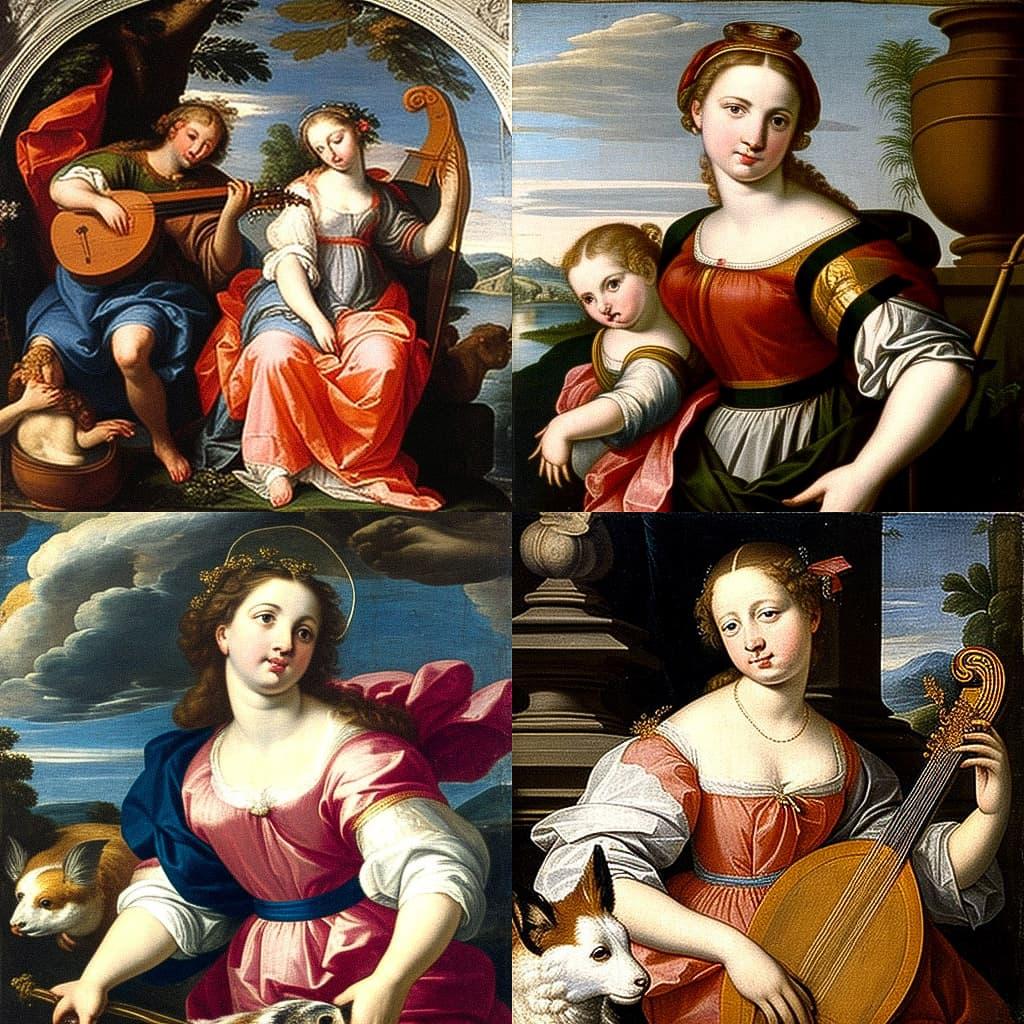 Domenichino style, Midjourney V4, render 1 of 4
