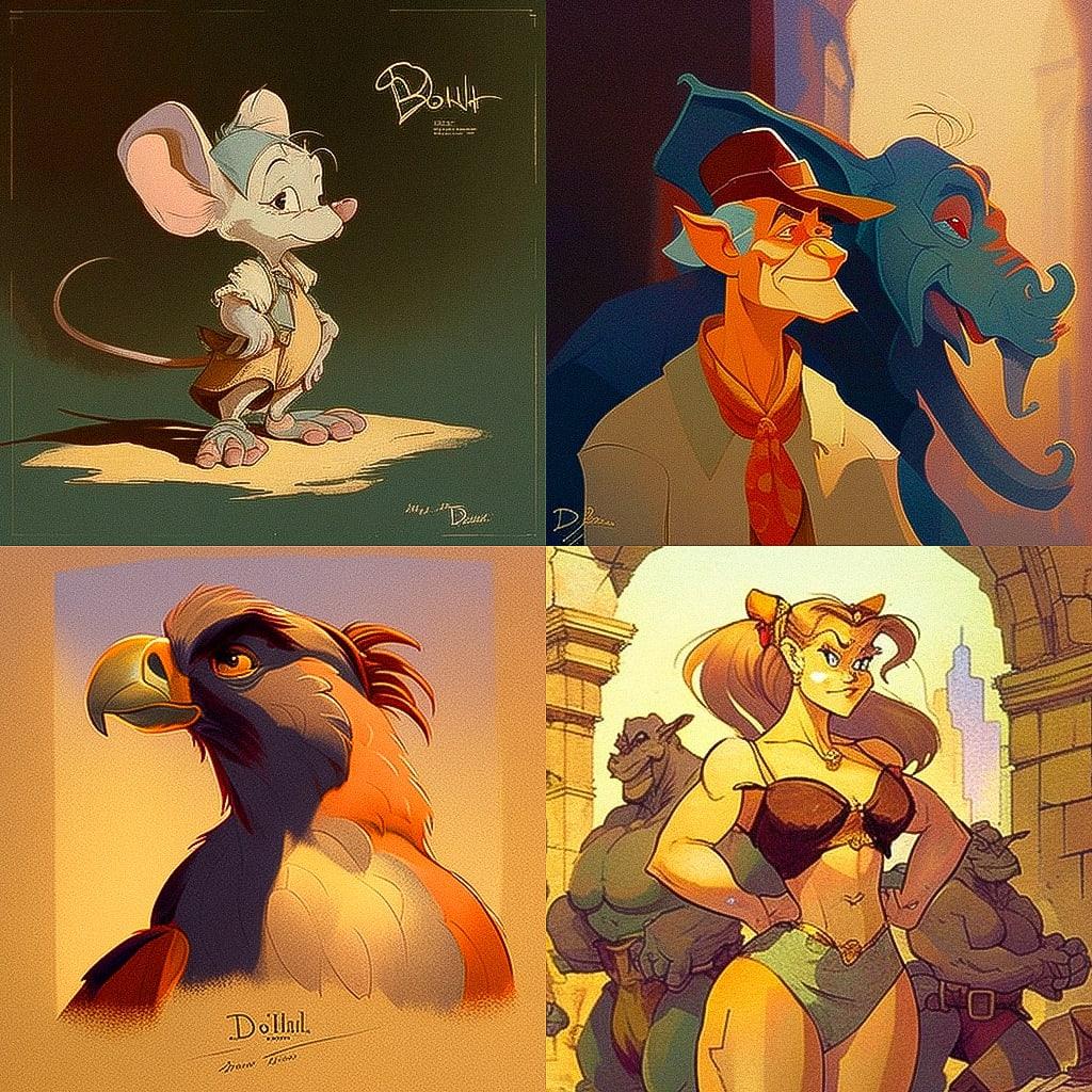Don Bluth style, Midjourney V4, render 1 of 4