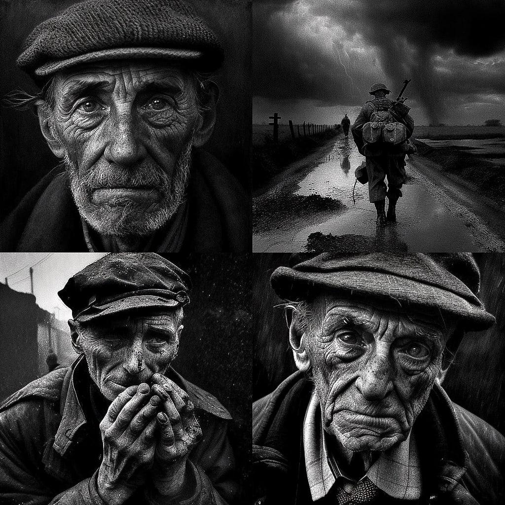Don McCullin style, Midjourney V4, render 1 of 4