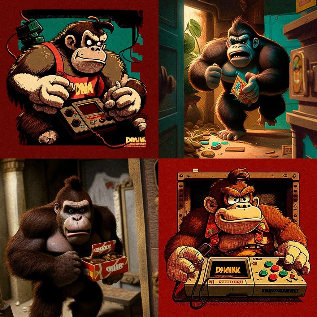 Donkey Kong style, Midjourney V4, render 1 of 4