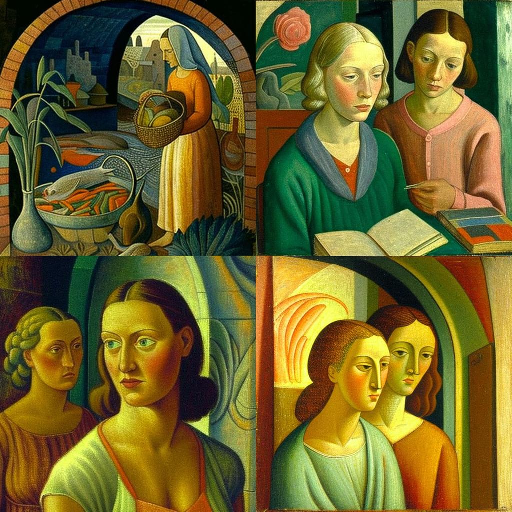 Dora Carrington style, Midjourney V4, render 1 of 4
