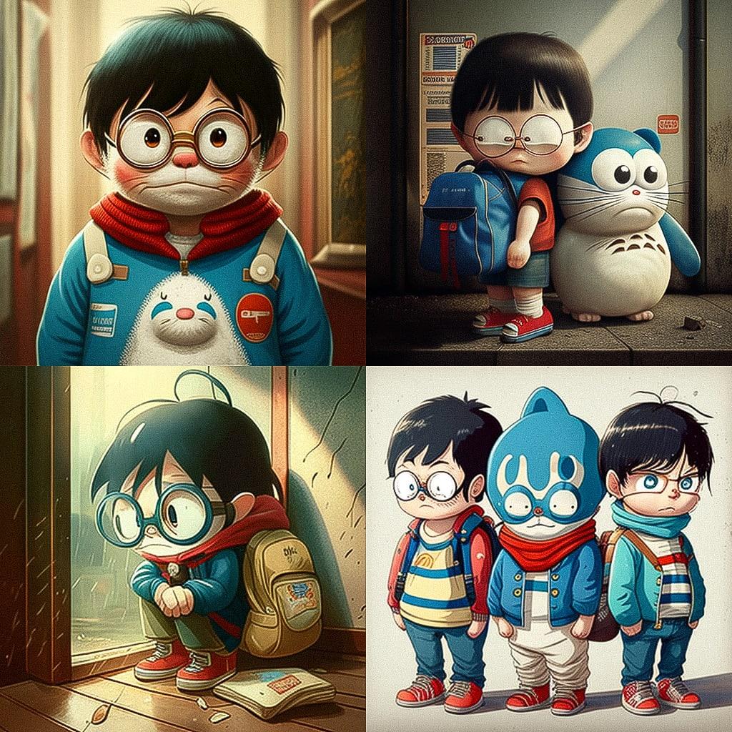 Doraemon style, Midjourney V4, render 1 of 4