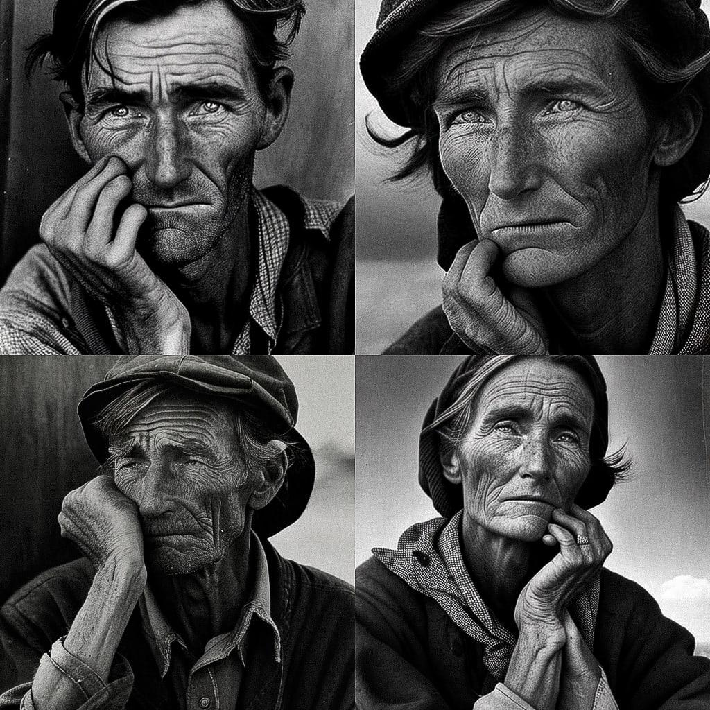 Dorothea Lange style, Midjourney V4, render 1 of 4
