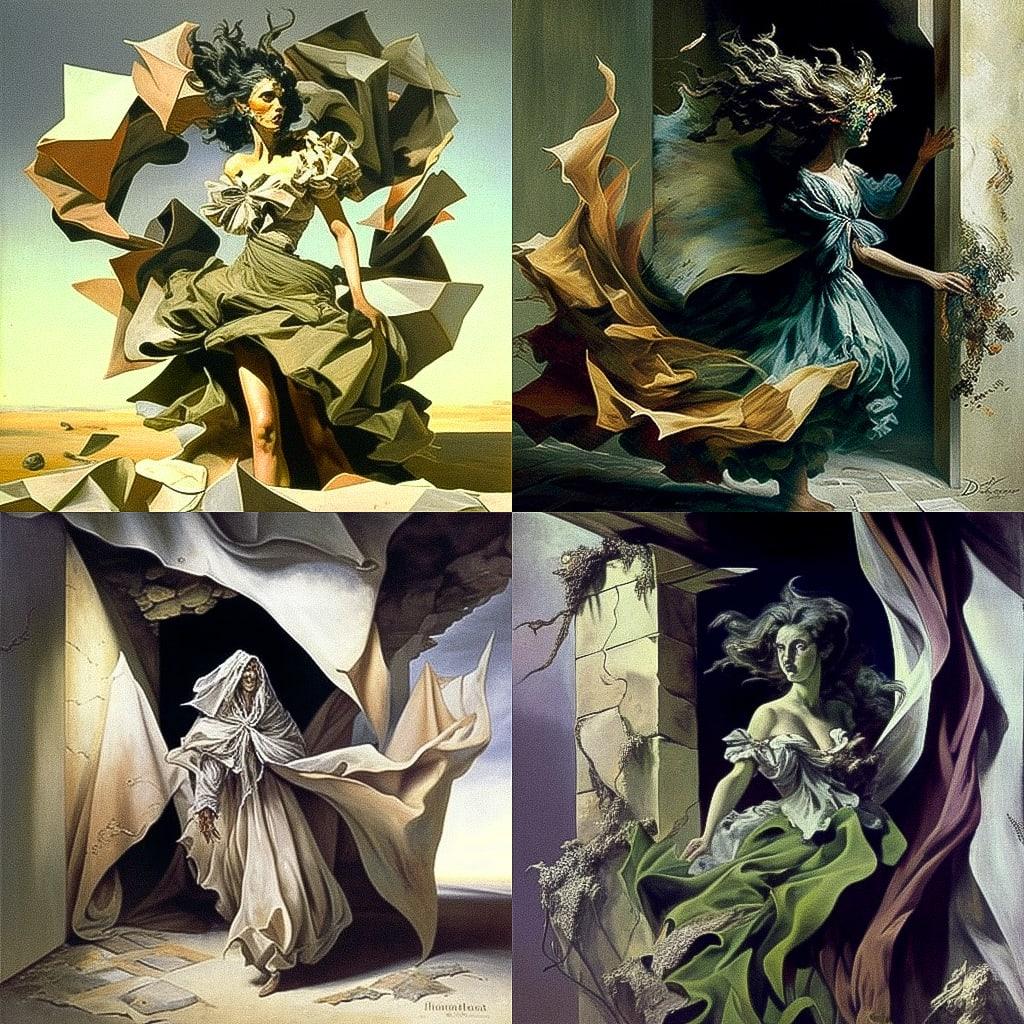 Dorothea Tanning style, Midjourney V4, render 1 of 4