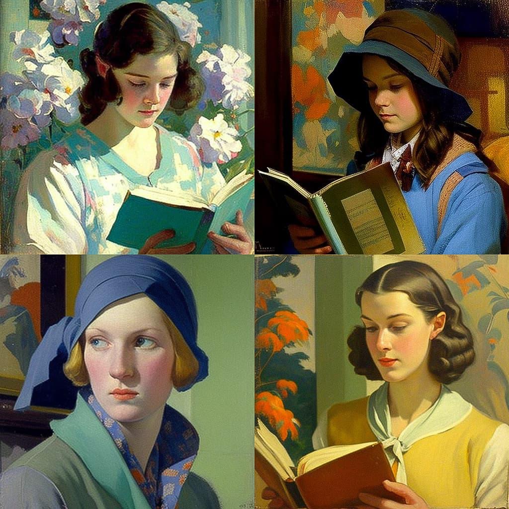 Dorothy Johnstone style, Midjourney V4, render 1 of 4