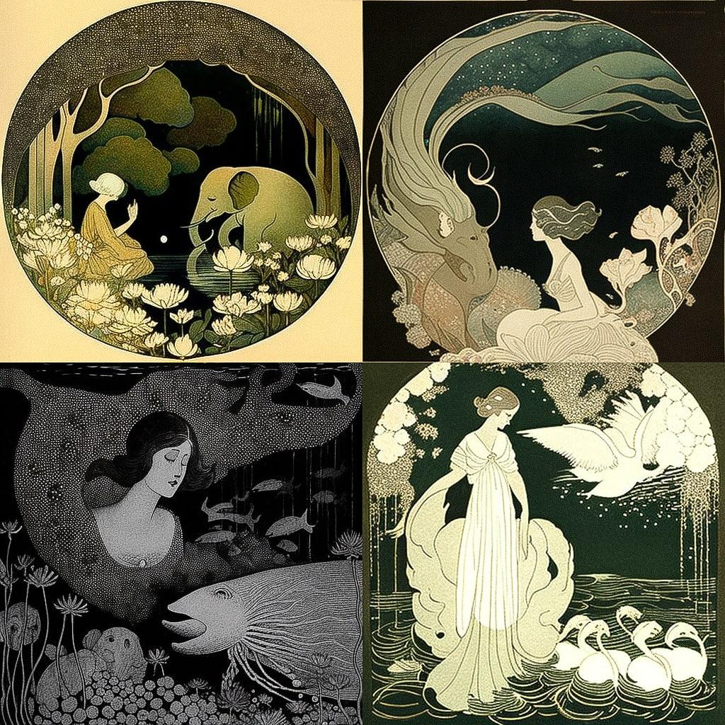 Dorothy Lathrop style, Midjourney V4, render 1 of 4