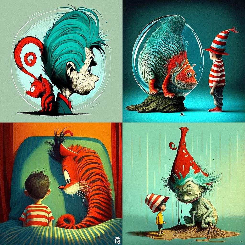 Dr. Seuss style, Midjourney V4, render 1 of 4
