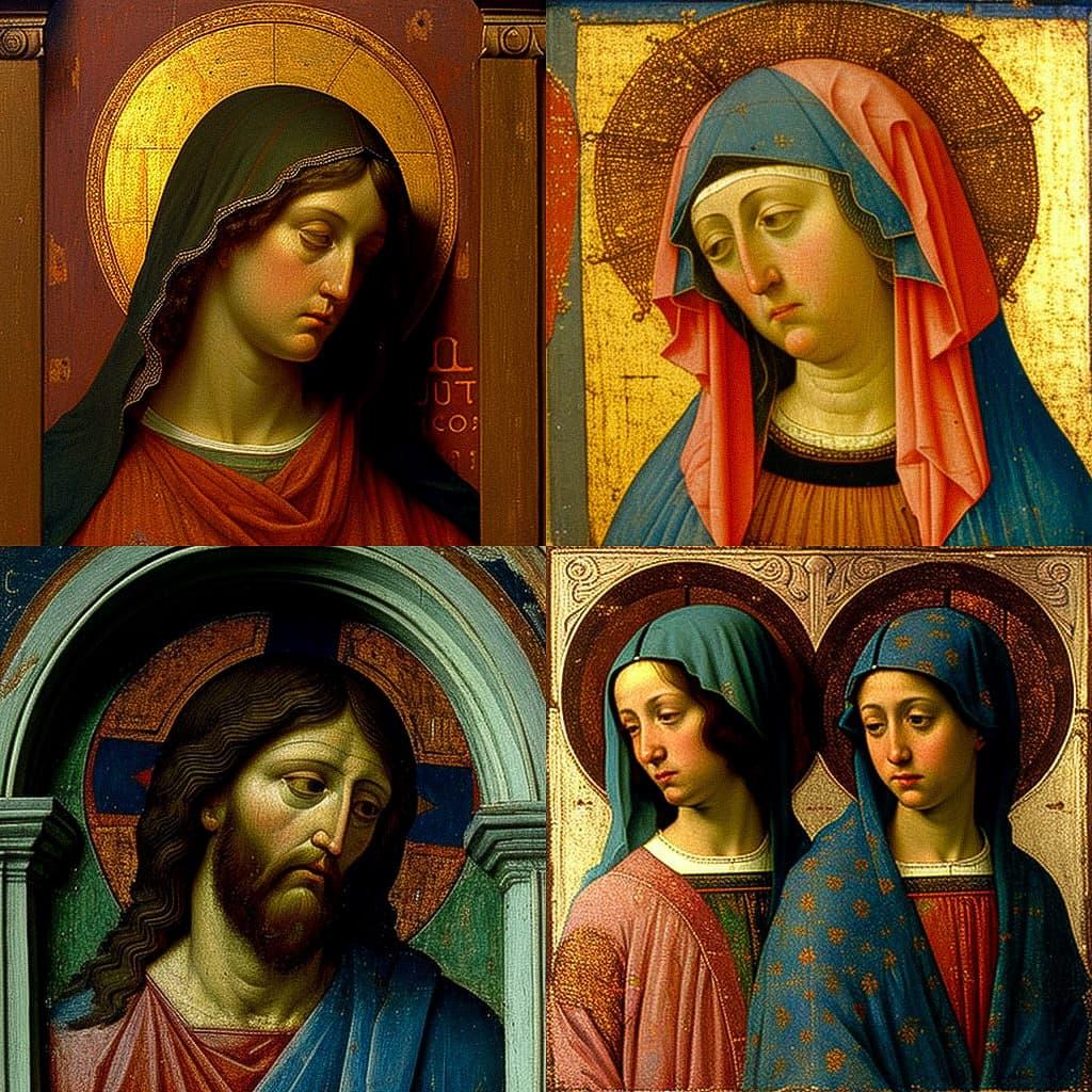 Duccio style, Midjourney V4, render 1 of 4