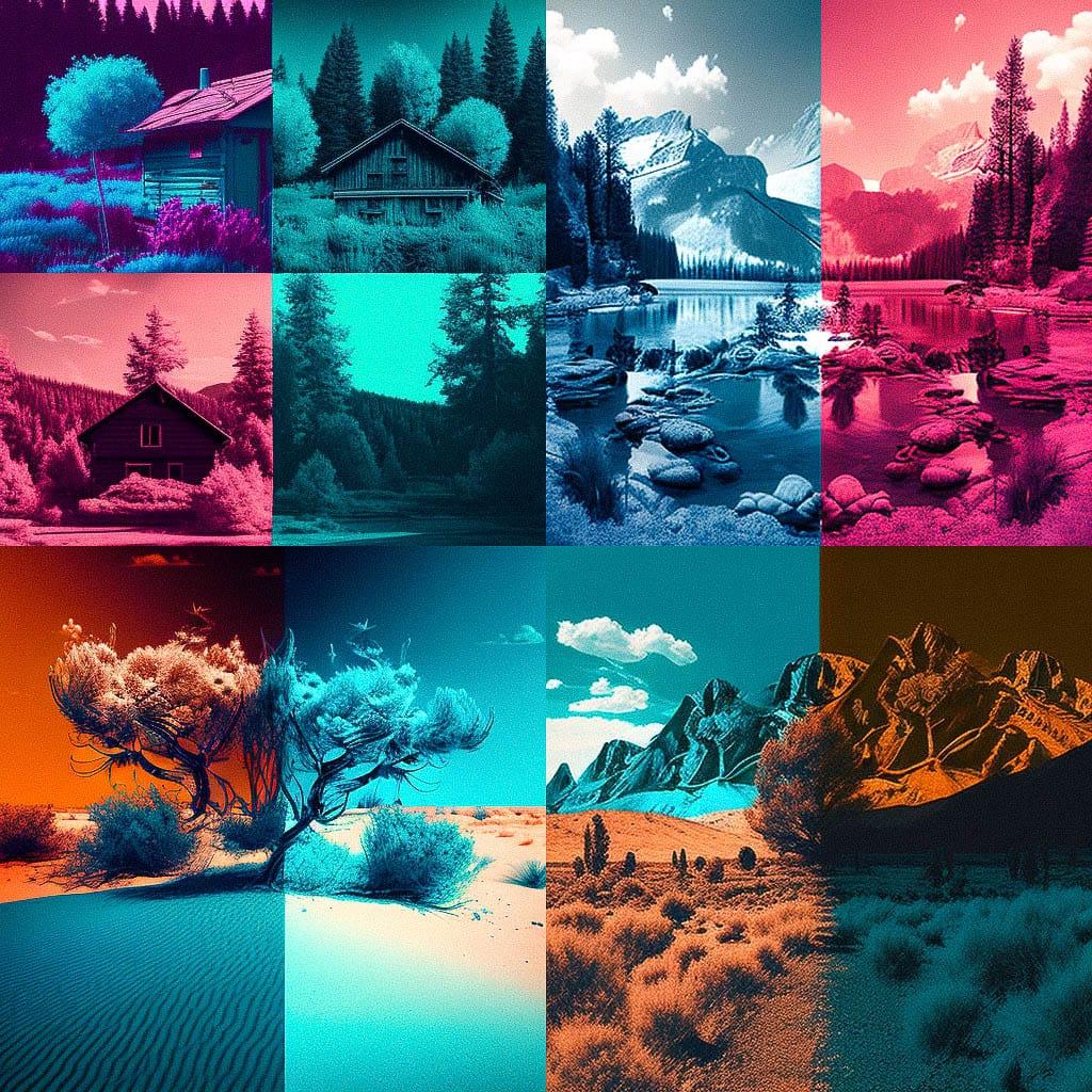 Duotone colors style, Midjourney V4, render 1 of 4