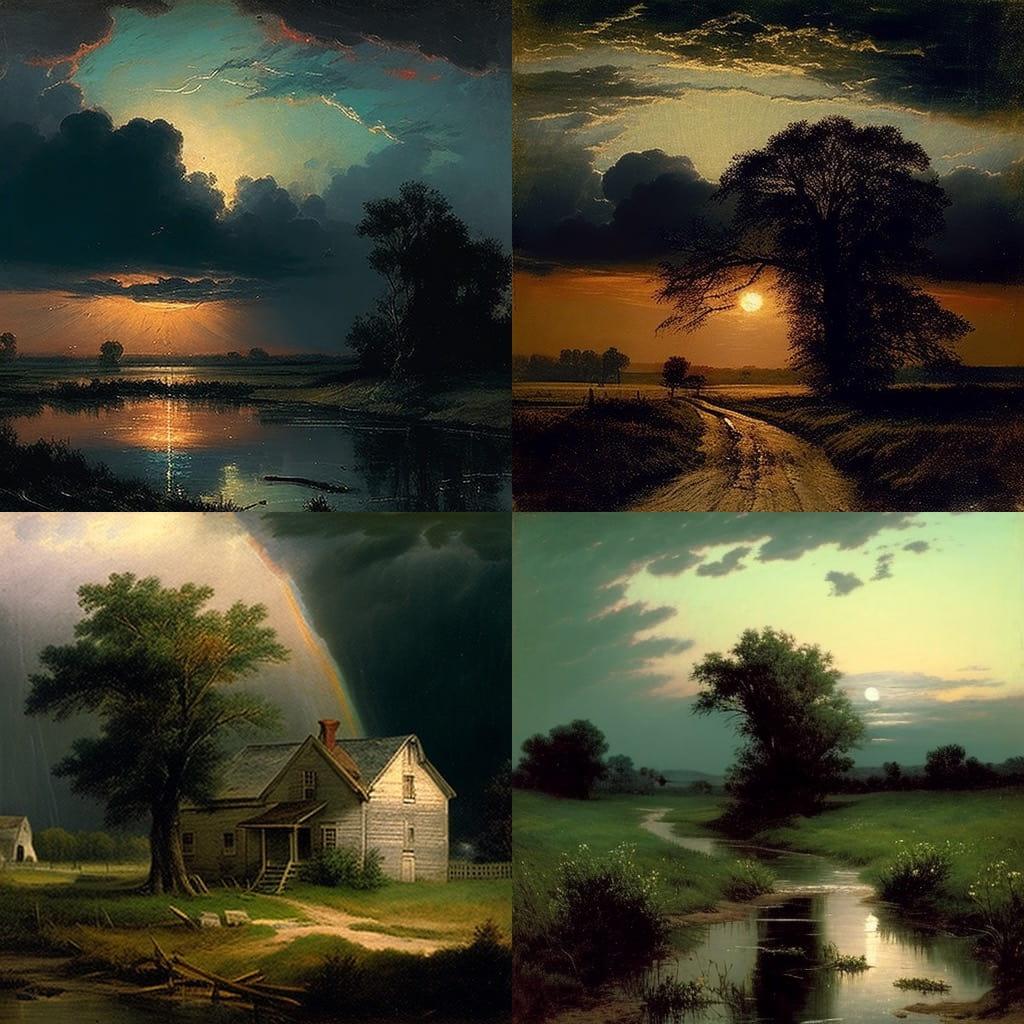 Dwight William Tryon style, Midjourney V4, render 1 of 4