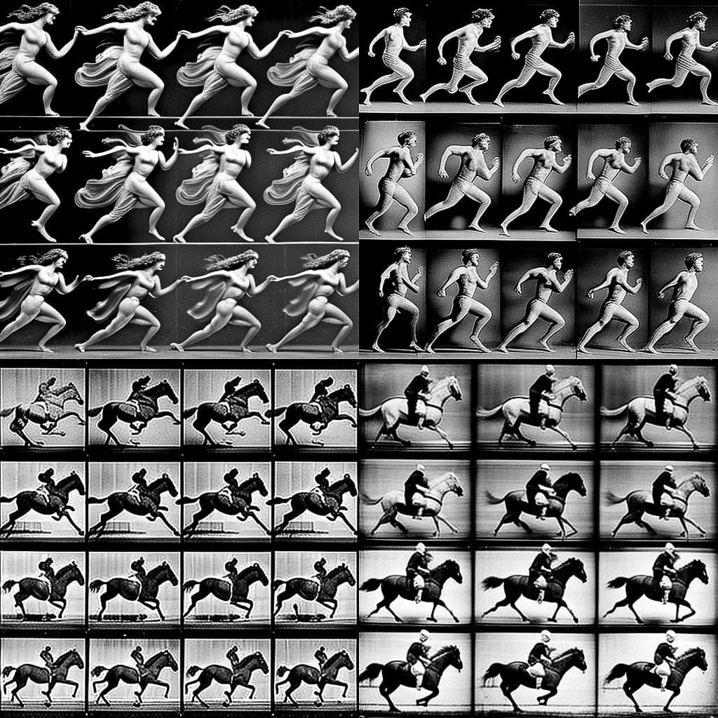 Eadweard Muybridge style, Midjourney V4, render 1 of 4