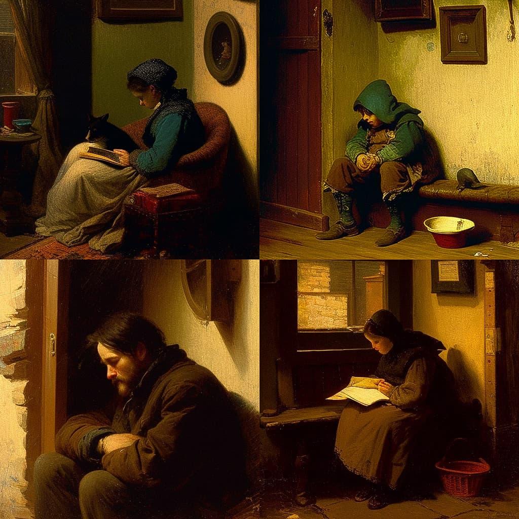 Eastman Johnson style, Midjourney V4, render 1 of 4