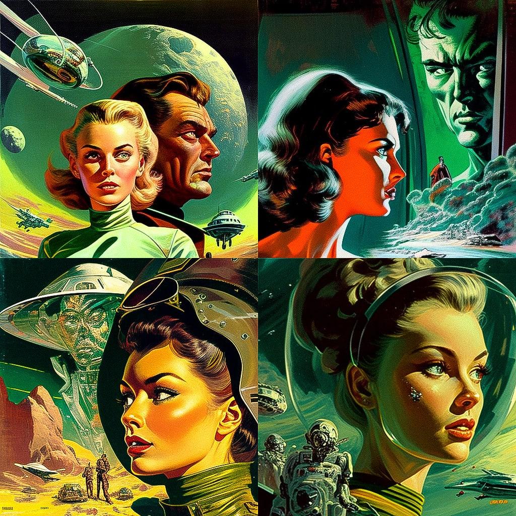 Ed Emshwiller style, Midjourney V4, render 1 of 4