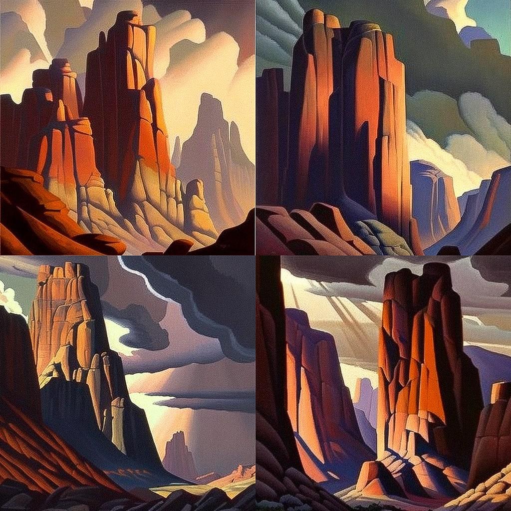 Ed Mell style, Midjourney V4, render 1 of 4