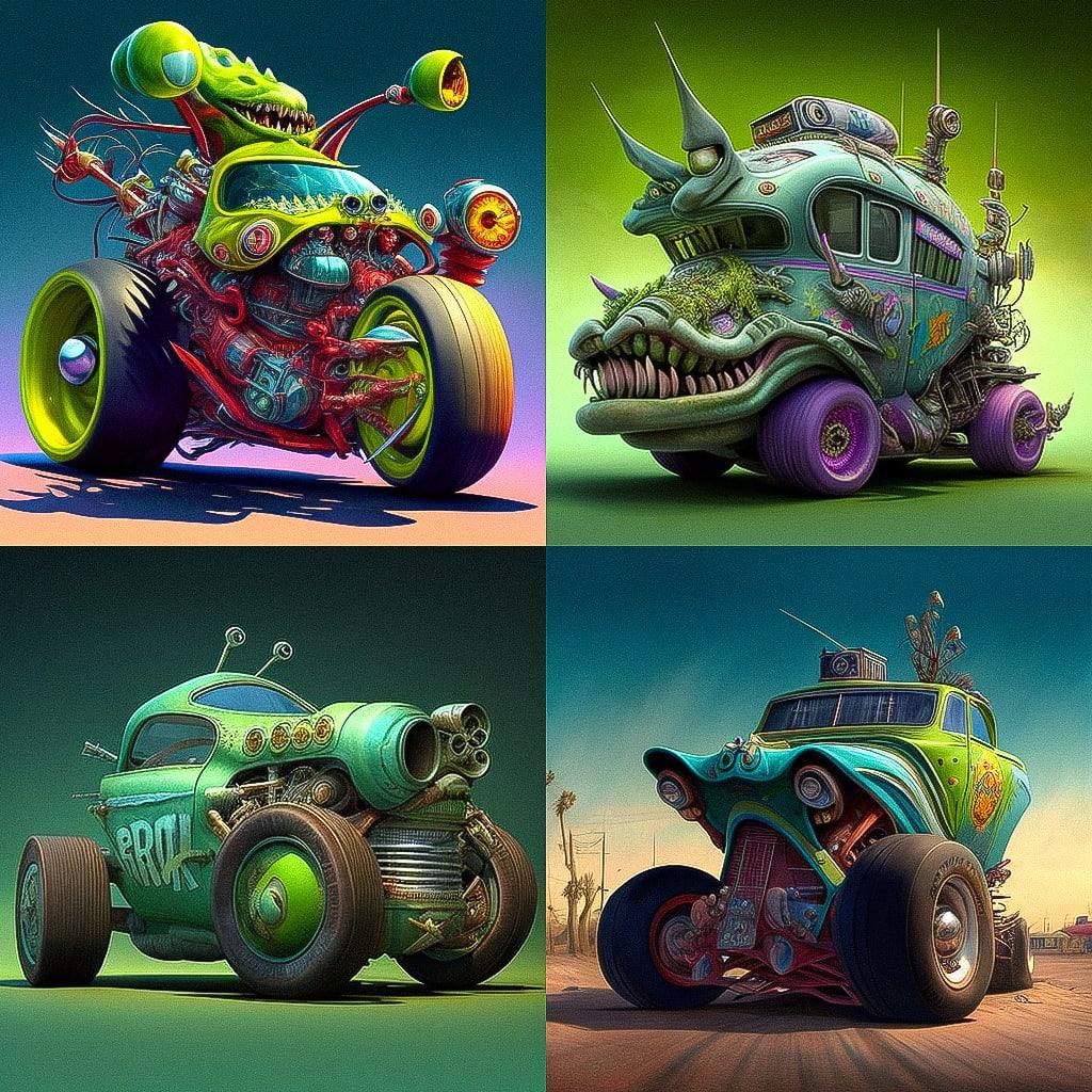 Ed Roth style, Midjourney V4, render 1 of 4