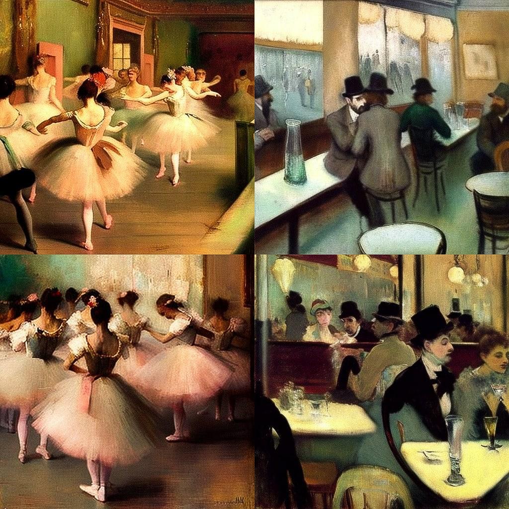 Edgar Degas style, Midjourney V4, render 1 of 4